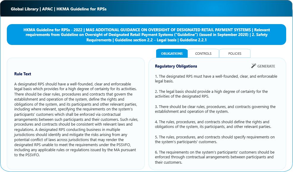 Regulatory Obligations