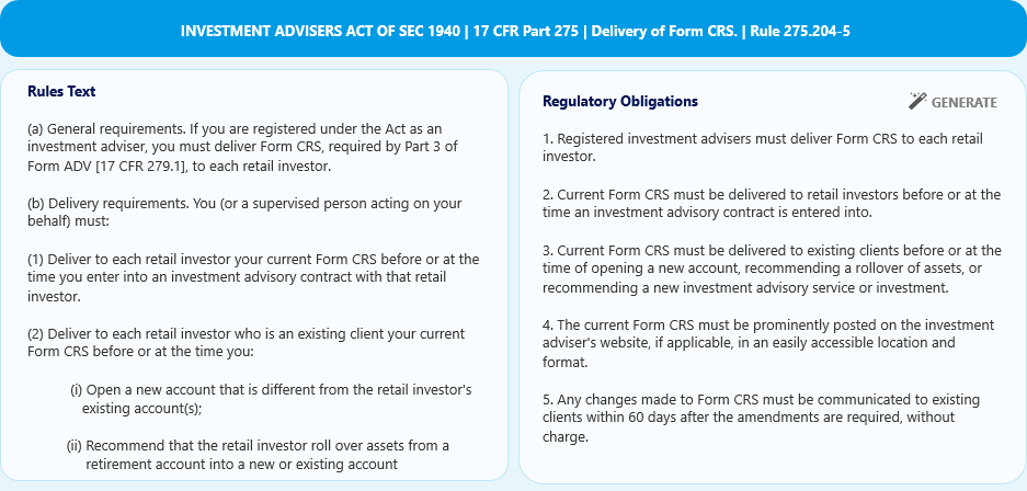 Regulatory Obligations